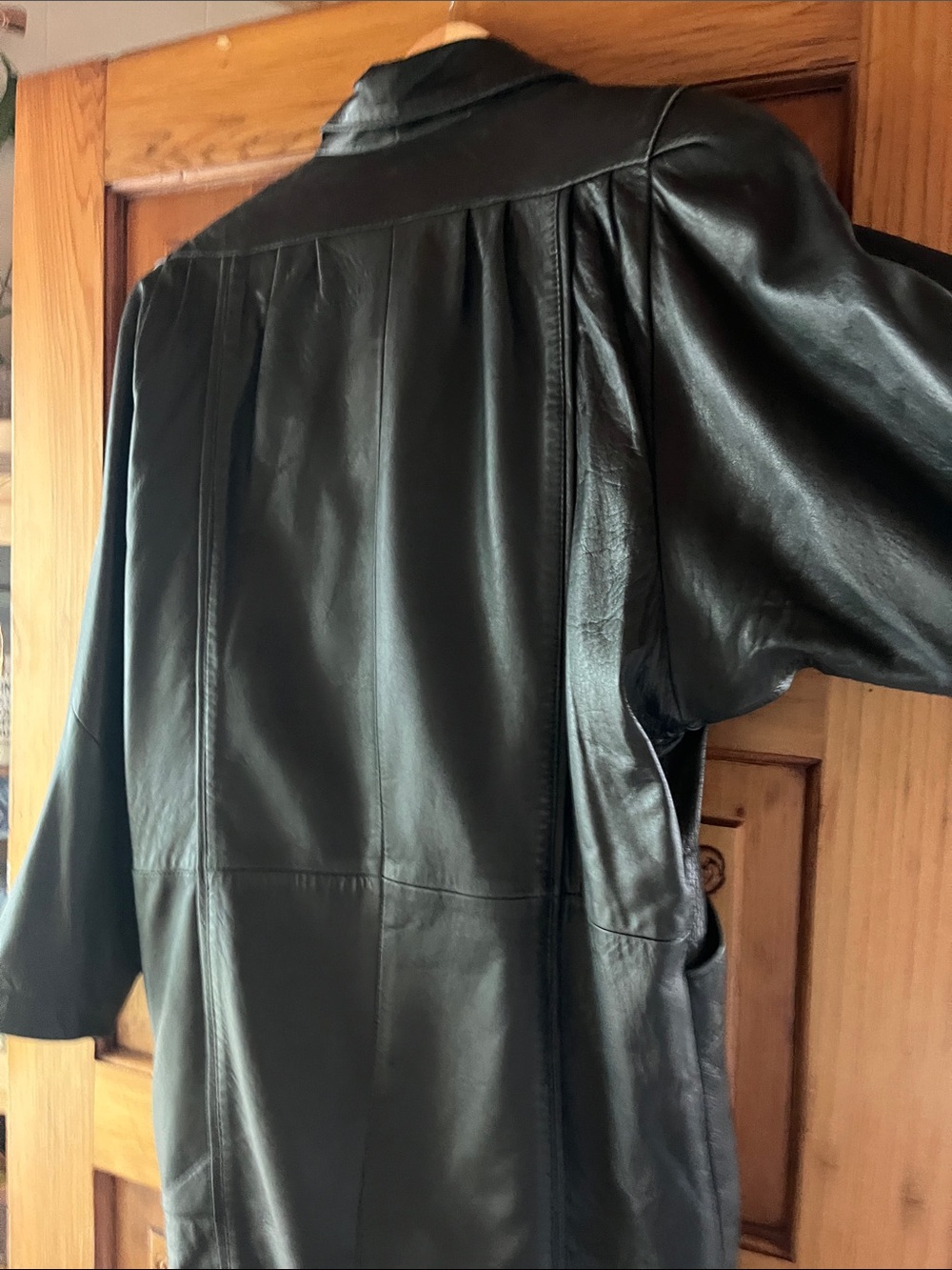 Black Leather Button-Front Jacket - Picture 5 of 5